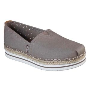 BOBS SKECHERS Taupe Grey Canvas Slip On Breeze Shoes